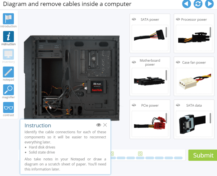 Advanced hardware lab 1-6 remove motherboard power supply and drives